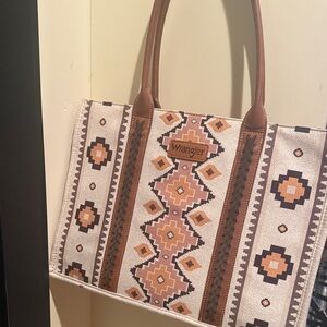 Wrangler Geometric Brown and Cream Tote